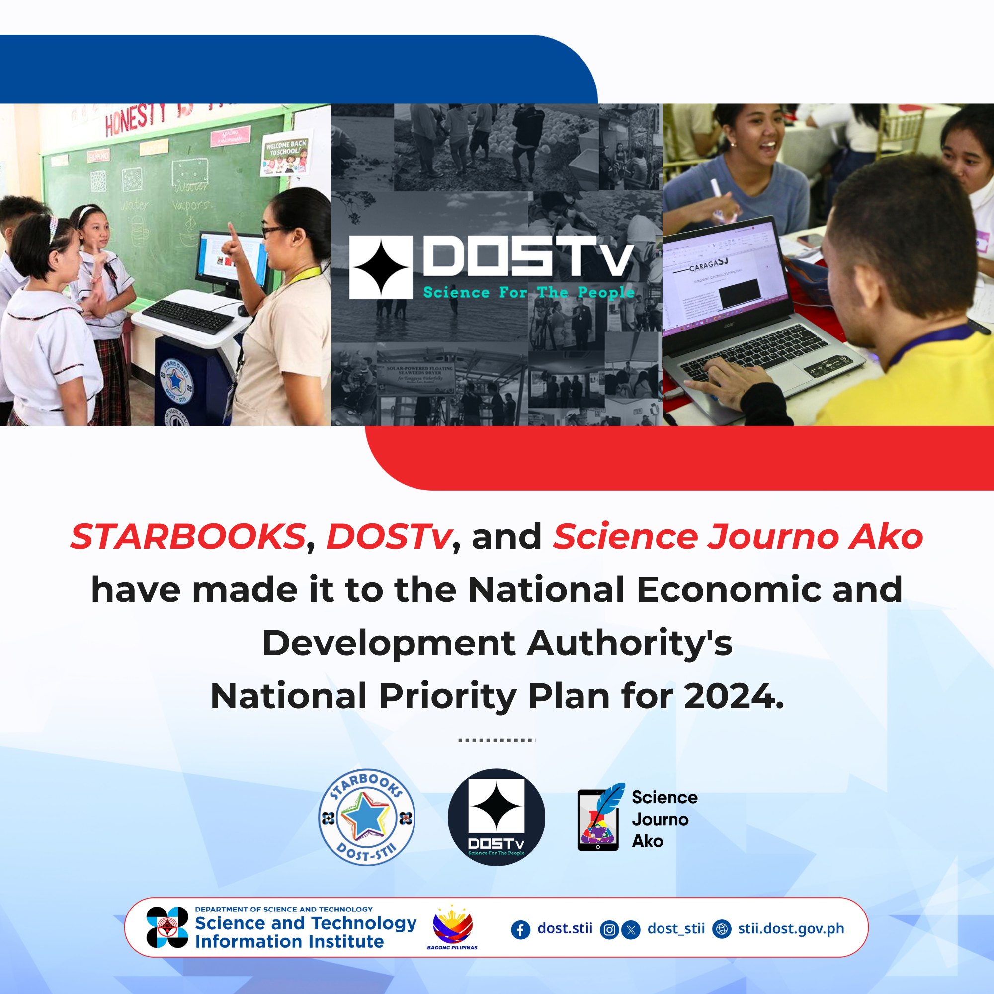 STARBOOKS, DOSTV, Science Journo Ako included in the NEDA's NPP