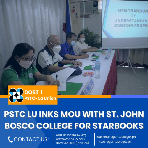 2022-08-05 DOST-I PSTC-LA UNION INKS MOU WITH ST. JOHN BOSCO COLLEGE FOR STARBOOKS